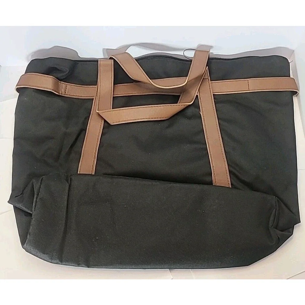 Journeyman Black Canvas Shopping or Travel Bag With Brown Accents NWT